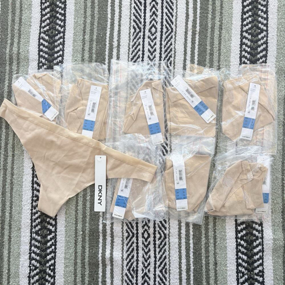 Lot Of 9 NWT DKNY size XL Nude Tan Thong Underwear